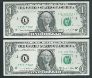 United States (USA) 1969 1 Dollar P 449e San Francisco (L) 2 Pcs XF- - Picture 1 of 2