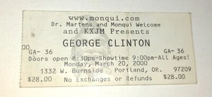 GEORGE CLINTON (P Funk Parliament) Vintage Ticket Stub | 2000 | Portland OR - Bild 1 von 2