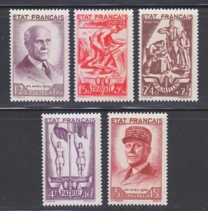 France 1943 MNH Mi 589-593 Sc B153-157 Marshal Henri Petain. LUXE set of WW2 ** - Picture 1 of 2