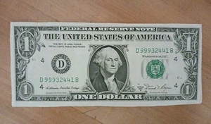 Vtg 1981 $1 Banknote High Serial Number Miscut Borders D99932441B Uneven Cut Old - Picture 1 of 8