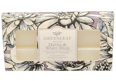 Barra de cera perfumada Greenleaf Dalia y almizcle blanco 2,6 oz 6 mezcla floral de soja de terciopelo Foto 1 de 4