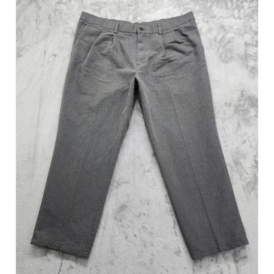 Dockers 裤子男式 W42 L30 灰色个人合身腰带打褶裤学院风 — 第 1/4 张图片