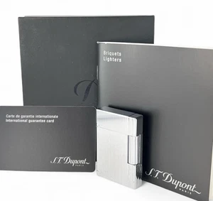 S.T. Encendedor de gas a rayas Dupont Gatsby plateado con caja encendido confirmado Francia - Imagen 1 de 8