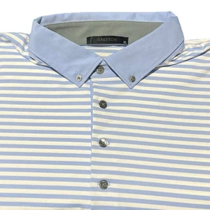 Greyson Camicia Uomo XL Blu Righe Polo Golf Elasticizzata Preppy Lupo Nautica Bianco - Foto 1 di 9
