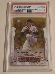 2025 Topps Chrome Hurston Waldrep Youthquake Gold Refractor/50 PSA 10 GEM POP 1 - Imagen 1 de 2