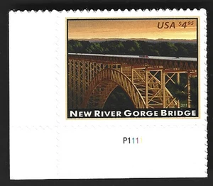 U.S. Scott #4511 NEW RIVER GORGE BRIDGE - MNHOG S/A with Plate # LL $4.95 - (A-2) - Bild 1 von 2