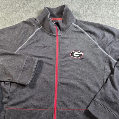 Georgia Bulldogs Jacket Mens Large Gray Red College Football Full Zip Mock Neck - Image 1 of 4