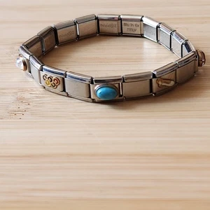 Pulsera Italiana Dije Disney Zoppini Azul En Ex Boxeo Si Acero Inoxidable  - Imagen 1 de 16