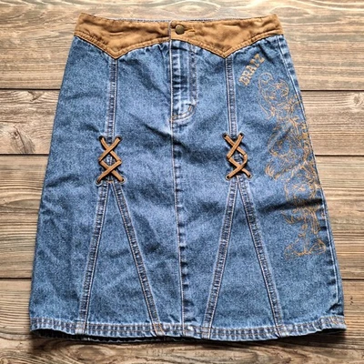 Vintage Y2K Bratz Branded Denim Skirt Girls 7/8 Sasha Cloe Western Streetwear - Image 1 of 4