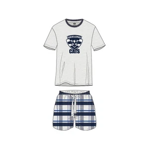 Mens Size S-5XL AFL Official Geelong Cats Cotton Short Summer Pjs Pyjama Set - Picture 1 of 1