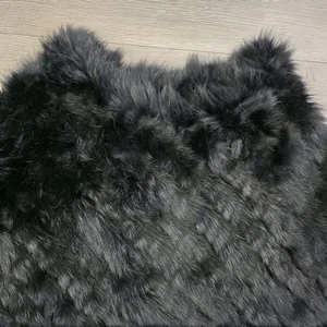 Adrienne Landau Dyed Rabbit Fur Poncho Black Women's One Size NWT - Picture 1 of 12