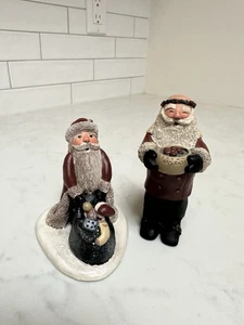 1989 & 1990 Gail Laura Signed Rustic Woodland Father Xmas Figurines 4.25” & 3.7” - Picture 1 of 19