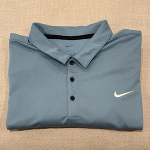 Nike Golf Dri-Fit Men’s S/S Polo Shirt 2XL/XXL Solid Blue Performance Stretch - Picture 1 of 9