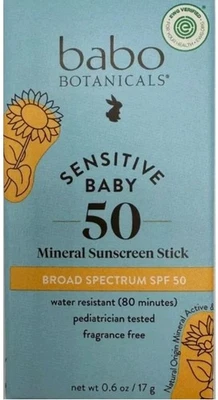Babo Botanicals Sensitive Baby Mineral Sunscreen Stick SPF 50 - 17g