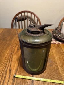 ÖLLAMPE KÄFIG STIL AQUA/GRÜN GEFÄRBT GLAS PETROLEUM KRUG um 1800 - Bild 1 von 24