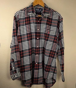 Polo Ralph Lauren Shirt Mens Medium Black Red White Plaid Long Sleeve Button Up - Picture 1 of 6