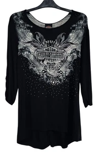 Harley-Davidson Damen Schwarz Original Motorräder Strass & Spitze Top Größe L - Bild 1 von 14