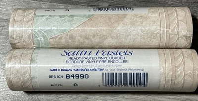 Borde de vinilo de hoja lisa pegada pasteles satinados de colección ROSA SUAVE/VERDE 5,45 YARDAS W4 Foto 1 de 2