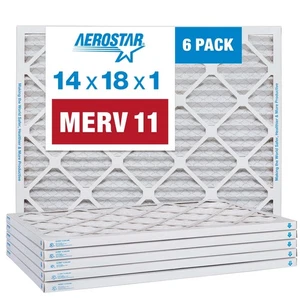 Aerostar 14x18x1 MERV 11 Air Filter, 6 Pack - Picture 1 of 5