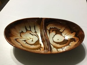 Dryden Keramik geteilte Schale Ofengeschirr, Glasur braune Erdtöne, kleiner Chip - Bild 1 von 8