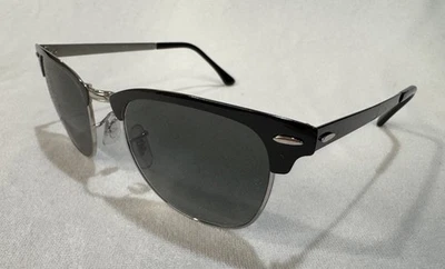 Occhiali da sole RAY-BAN Clubmaster metallo nero/argento RB3716-9004/71 autentici - nuovi - Immagine 1 di 4