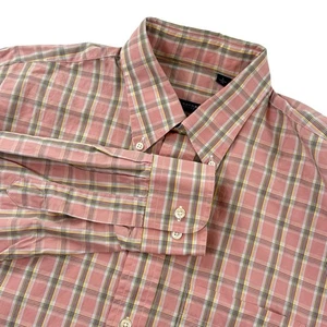 Burberry London kariertes Button Down Hemd rosa grün Langarm Herren Large - Bild 1 von 11