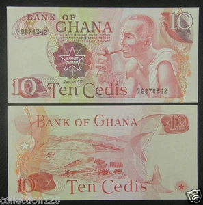 Ghana 10 Cedis BANKNOTE 1977 UNC - Picture 1 of 1
