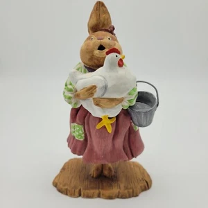 DEPT 56 General Store Rabbitt Bunny Girl With Bucket & Hen Figurine Easter - Picture 1 of 4