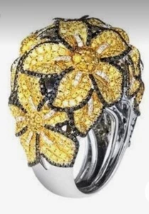 3Ct Round Cut Simulated Gemstone/Black Onyx Dome Band Ring 14K White Gold Plated - Picture 1 of 7