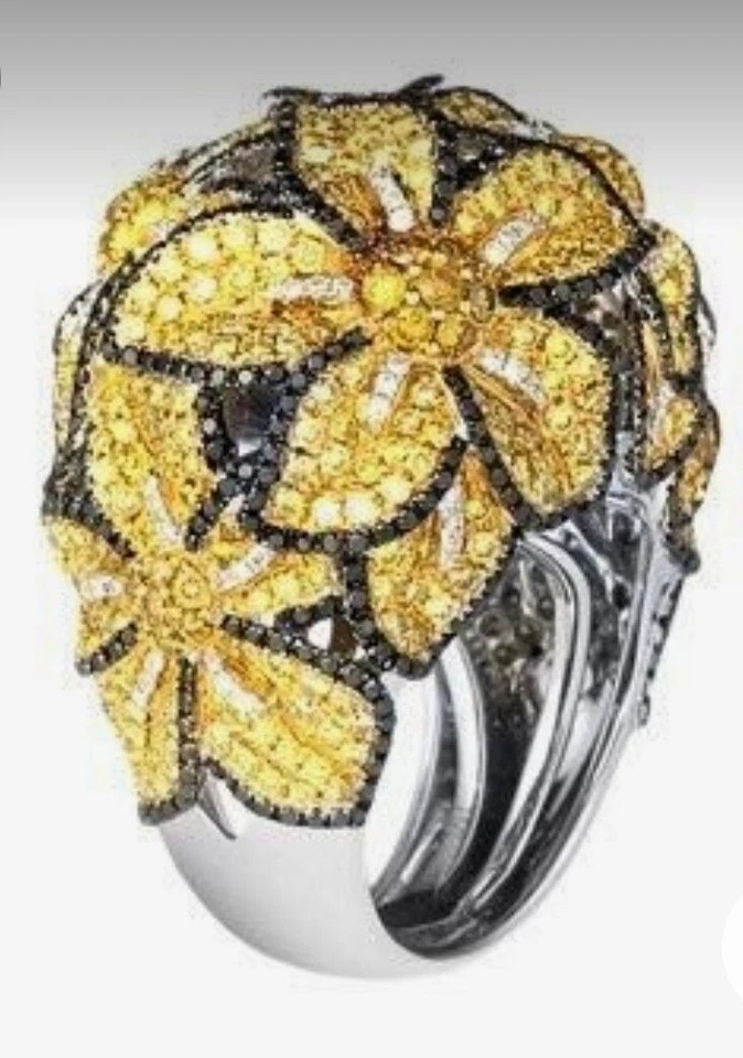 Anillo banda cúpula de ónix negro/piedras preciosas simuladas de corte redondo de 3 quilates enchapado en oro blanco de 14 quilates Foto 1 de 4