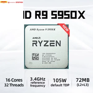 New R9 5950X Ryzen 9 5950X 3.4 Ghz 16 Cores 32 Threads CPU Processor 7NM L3=64M - Picture 1 of 3