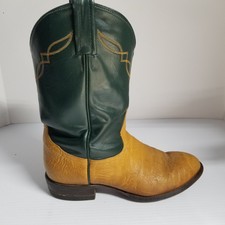 Tony Lama Brown / Green Leather Round Toe Roper Western Boots 2025 Sz 8.5 D