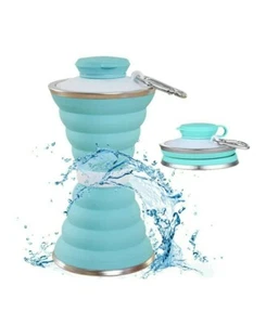 TN1- 17oz Collapsible Water Bottle - Silicone Sports Travel Leak Proof BPA Free - Picture 1 of 6