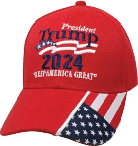 President Trump 2024 Sombrero Gorra Roja con Bandera Envío Gratuito - Imagen 1 de 3
