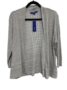 Apt 9 Peplum Open Front Cardigan Sweater Womens XL 3/4 Sleeve Gray Cozy Knit NEW - Picture 1 of 9