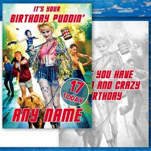 Harley Quinn Superhero, Birds Prey, Suicide Squad Birthday Card. Name + Age - Picture 1 of 3