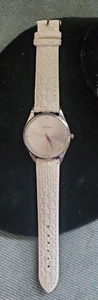 Sleek Ladies Strada Watch Silver Face White White Rubber Like Woven Band - Picture 1 of 2