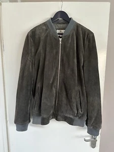 Bellfield men's Suede Leather Bomber jacket B Tupelo G size Large - Picture 1 of 18