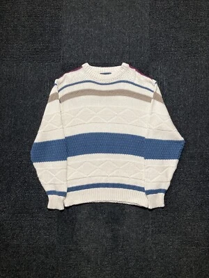 Vintage 80s Isle Of Cotton Striped Knit Pullover Sweater USA Size Medium - Image 1 of 4