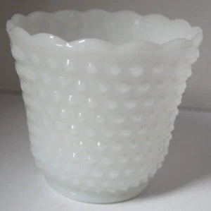 Vintage Fire-King Hobnail Milk Glass Jardiniere Planter Vase Scalloped Edge - Picture 1 of 4