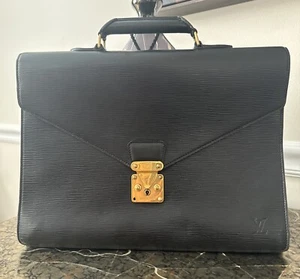 "Bellissima valigetta autentica Louis Vuitton in pelle nera 15"" X 11""" - Foto 1 di 11