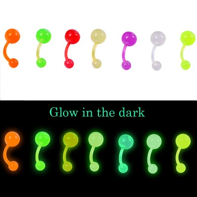 7Pcs зарево в темноте пупок кнопка пупка бар кольца пирсинг ювелирных изделий новый - Изображение 1 из 4