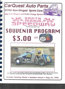 SANTA MARIA SPEEDWAY SCRA NON-WINGED SPRINT CARS MAY 18, 1996 PROGRAM - Picture 1 of 4