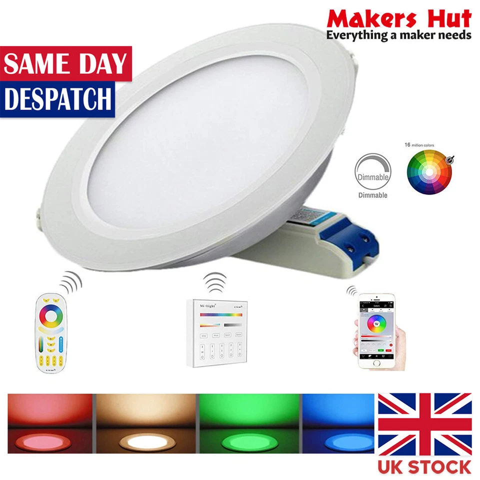 MiLight LED Recessed Round Downlight - RGB-DW (CCT) WiFi Remote Control 12W - Image 1 of 4