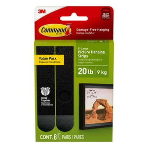 Command Jumbo Picture Hangers, Black, 8 Pairs Durable and Versatile Command Bar - Picture 1 of 8