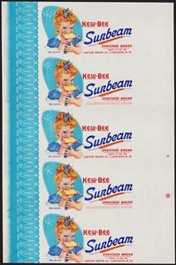 De colección envoltura de pan SUNBEAM KEW BEE fechada 1942 Miss Sunbeam niña Clarksburg WV - Imagen 1 de 2