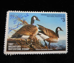 1981 Minnesota DNR State Migratory Waterfowl Stamp Giant Canada Goose Signed - Picture 1 of 6