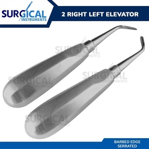 2 Pcs Right Left Dental Extracting Extraction Root Barbed Edge Serrated Elevator - Picture 1 of 3