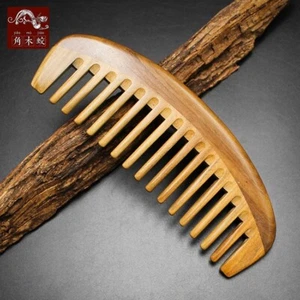 Natural Green Sandalwood Wooden Comb Wide Toothed Hair Comb Massage Brush 963# - Picture 1 of 8