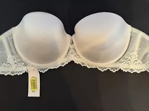 Cassandra Intimates White Strapless Bra Bridal Lace Accents Underwire NWTNOS 38C - Picture 1 of 16